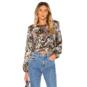 House of Harlow 1960 x REVOLVE Lia Sequin Top in Rose Gold Floral